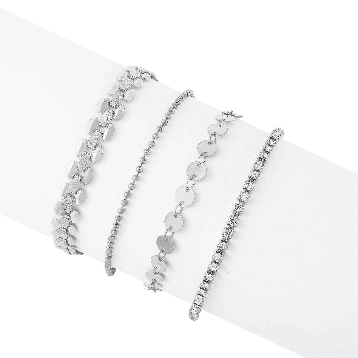 A163 Metal Simple Anklet Set Small Beads Sequins Claw Chain Multi-element Fashion Footwear