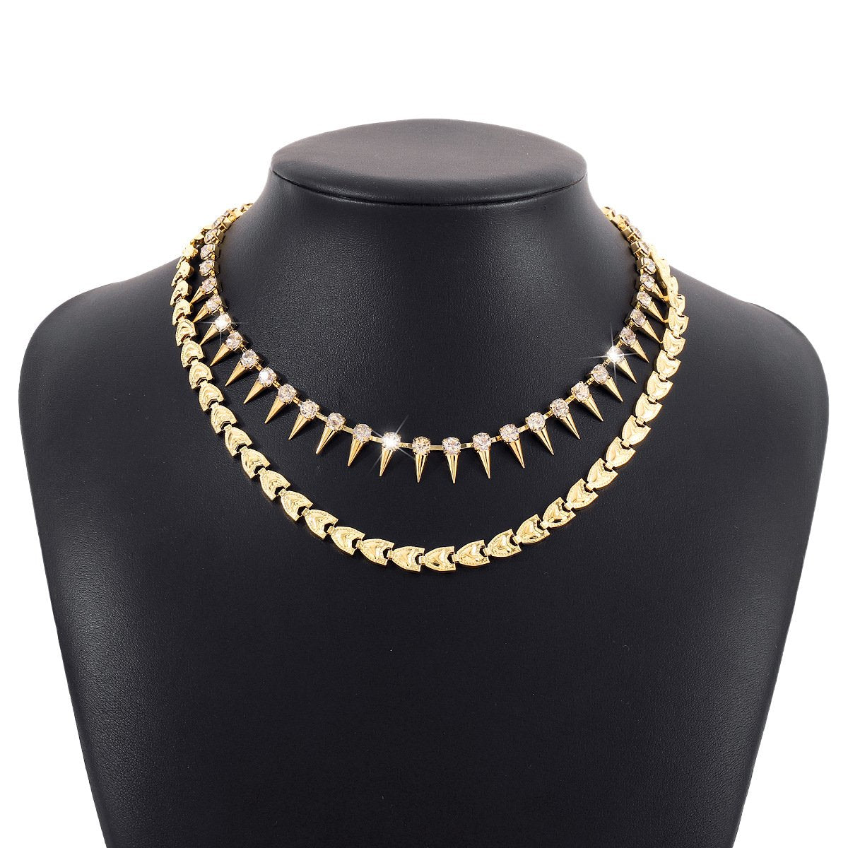 N131 Jewelry Personality Claw Chain Rivet Stacked Necklace Cold Temperament Rhinestone Necklace Female