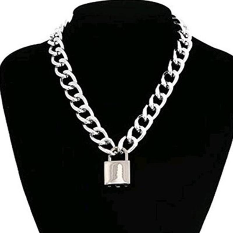 Jewelry cold hip-hop lock thick chain necklace women simple multi-layer sweater chain women