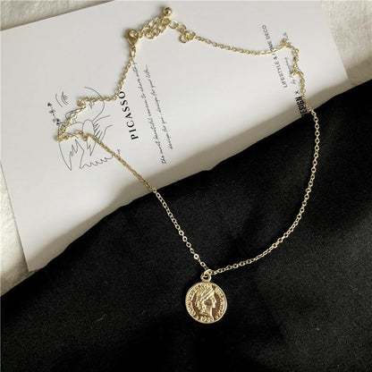 Jewelry Necklace Retro Gold Coin Pendant Fashion Hipster Cold Coins Ins Goddess of Luck