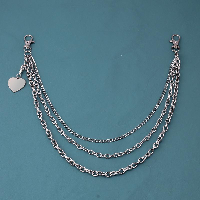 Jewelry personality lobster buckle peach heart pendant pants chain belt female punk multi-layer chain body chain
