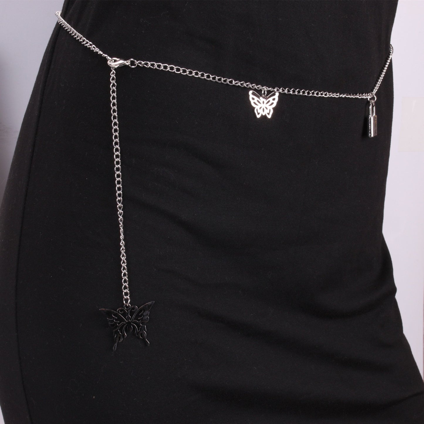 Metal Waist Chain Women's Thin Belt With Skirt Butterfly Decoration Dress Belt Simple Fashion Chain Body Even Female