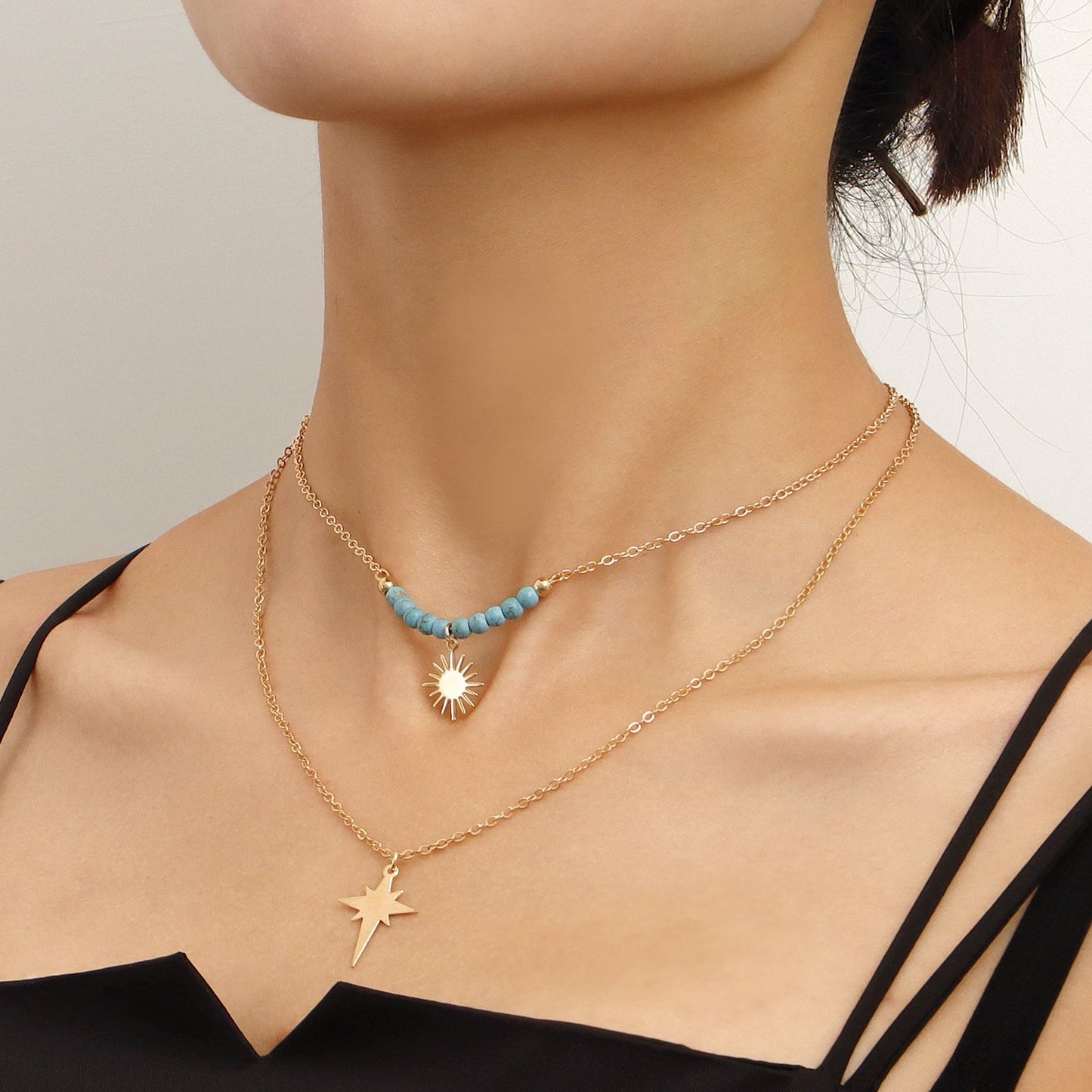 Jewelry Temperament Double-layer Light Luxury Clavicle Chain Necklace Fashion Simple Niche Design Sense Necklace