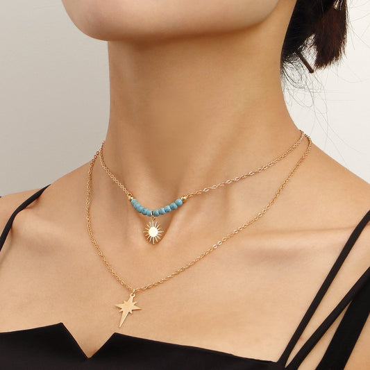 Jewelry Temperament Double-layer Light Luxury Clavicle Chain Necklace Fashion Simple Niche Design Sense Necklace