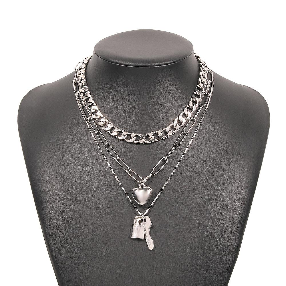 N7553 punk hip-hop chainnecklace necklace fashion exaggerated multi-layer chain necklace