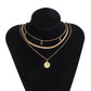 Jewelry Simple Round Bead Snake Bone Chain Necklace Retro Portrait Multi-layer Embossed Imitation Crystal Necklace