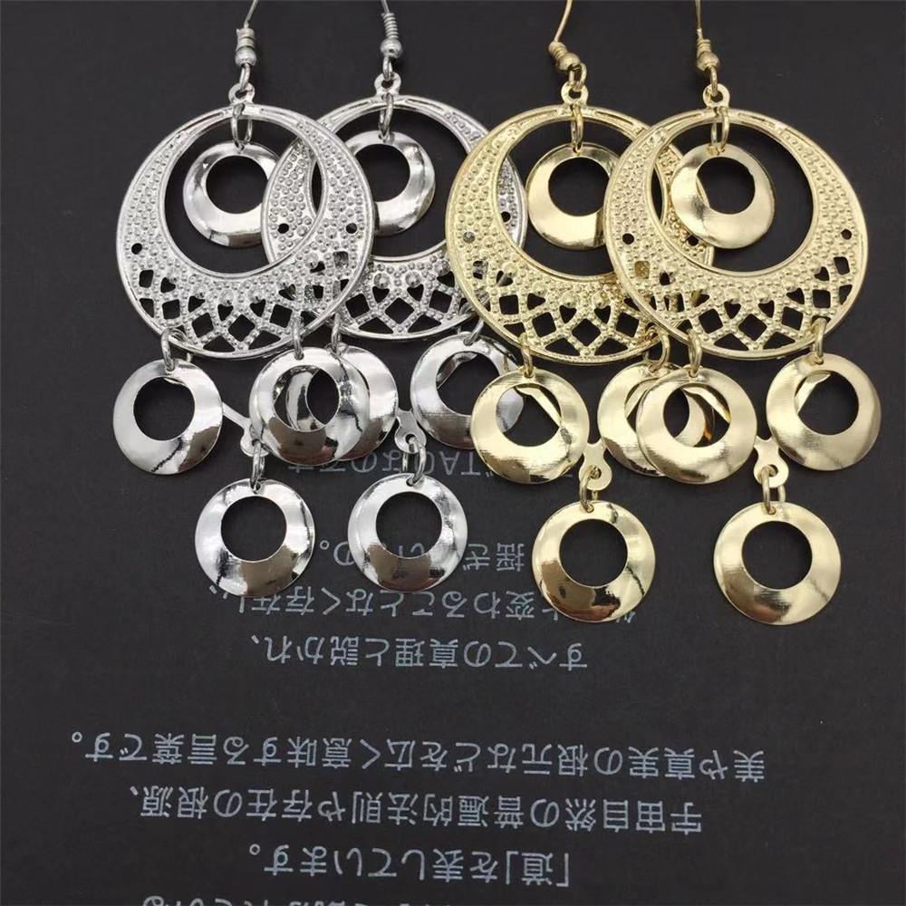 Indian Baroque Bird's Nest Exaggerated Retro Earrings Metal Hollow Long Earrings Yunnan Minority Female Earrings
