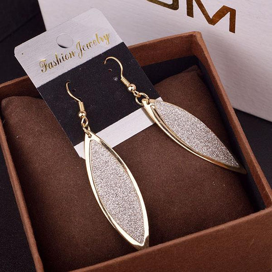 Simple water drop willow leaf frosted earrings casual ladies earrings girls heart ear jewelry