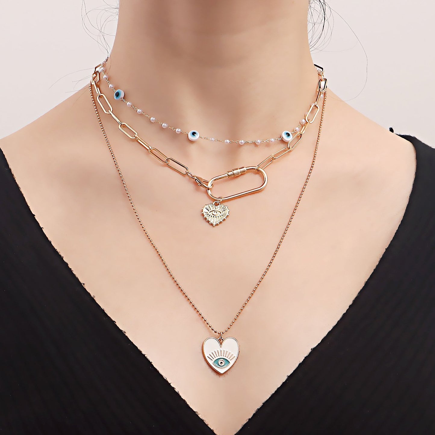 Jewelry Personality Fashion Devil's Eye Multilayer Necklace Female Trend Hip-Hop Eye Necklace Necklace
