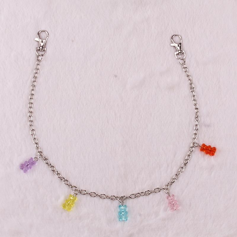 Jewelry bungee disco cool girl transparent jelly color five-color bear single-layer waist chain pants chain