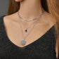 Fashion Water Drop Resin Bound Diamond Round Alloy Pendant Necklace Vintage Multilayer Necklace Accessories
