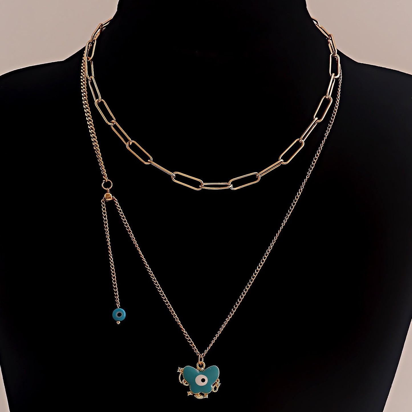 Jewelry Creative Eyes Niche Chain Design Metal Necklace Versatile Butterfly Pendant Necklace