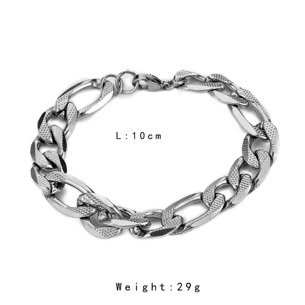 Personalized stainless steel 12mm embossed six-sided grinding angle bracelet titanium steel cold temperament simple jewelry men