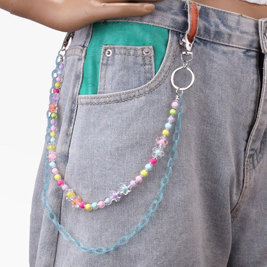 Resin Chain Candy Color Flower Candy Accessories Fashion Hip Hop Teen Double Pants Chain