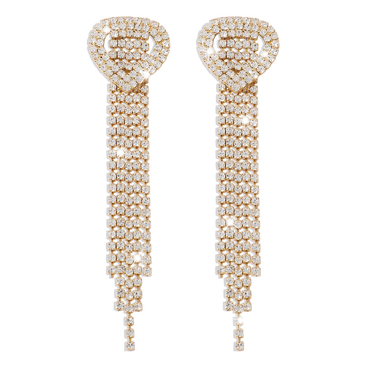 E1557 Exaggerated claw chain rhinestone temperament earrings love claw chain tassel temperament long earrings for women