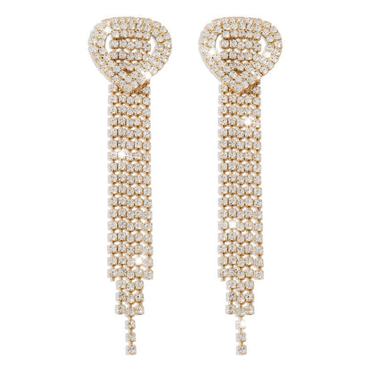 E1557 Exaggerated claw chain rhinestone temperament earrings love claw chain tassel temperament long earrings for women