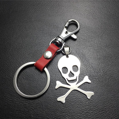 Skull Titanium Steel Pendant Stainless Steel Keychain Leather Waist Hanging Ladies Bag Ornament Men's Jewelry