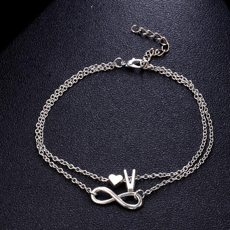 Heart 26 Letter Alloy Anklet Fashion Ladies Anklet Bracelet Multi-set Decoration