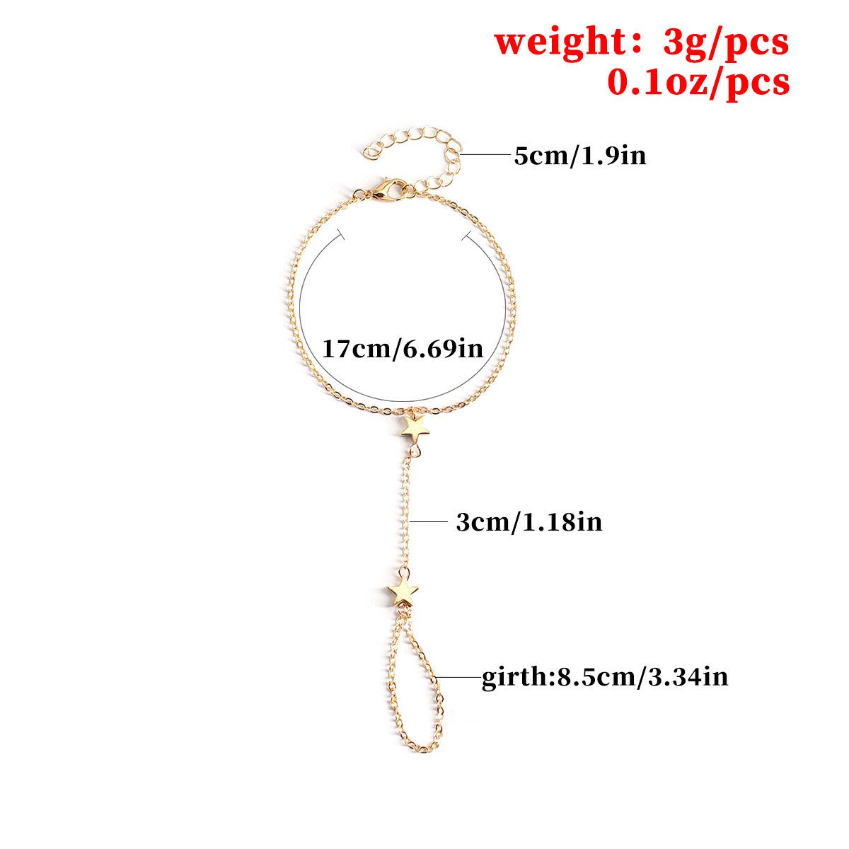 Fashionable and simple mitten five-pointed star accessories bracelet bracelet hand decoration alloy chain star jewelry