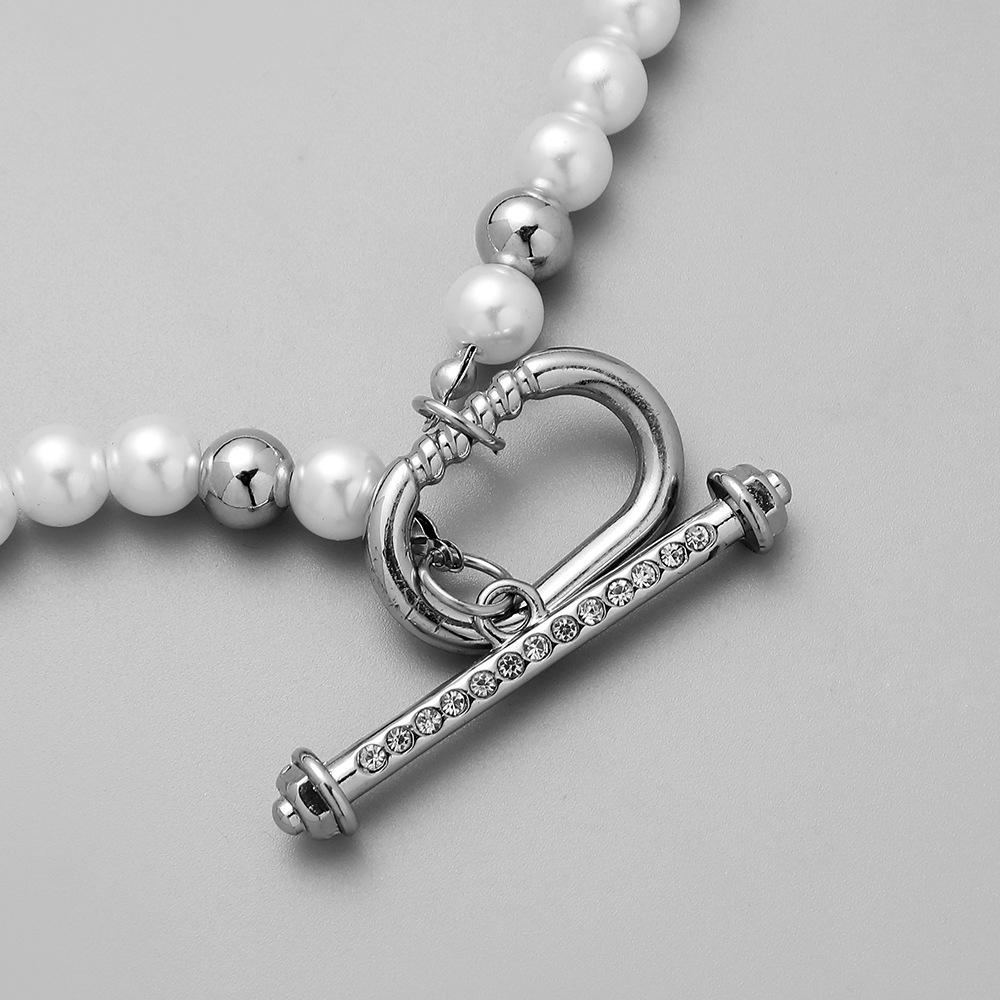 The same trendy men's pearl necklace cold O-shaped lock clavicle chain simple temperament chain