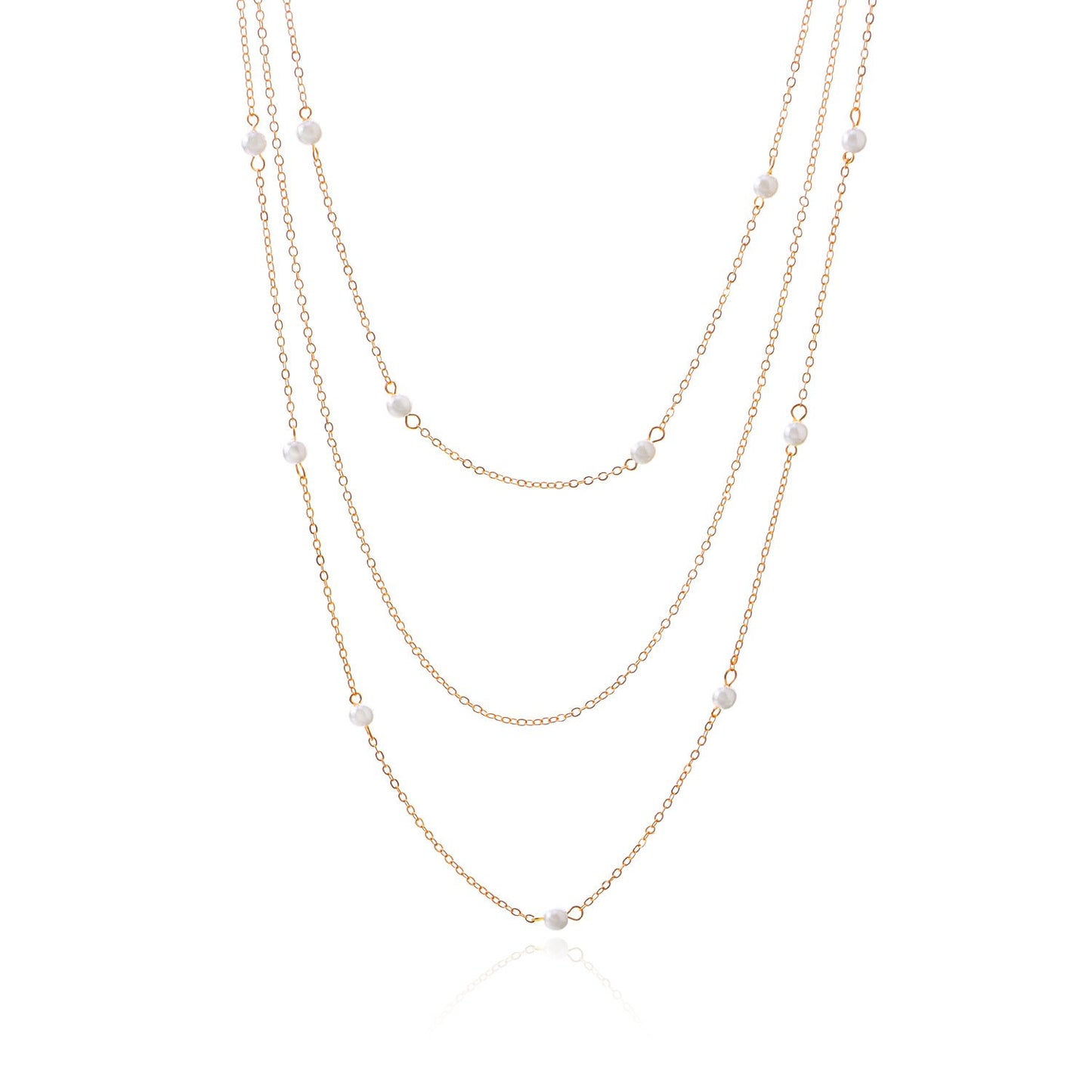 Jewelry Elegant Imitation Pearl Layer Necklace Geometric Trend Street Style Necklace