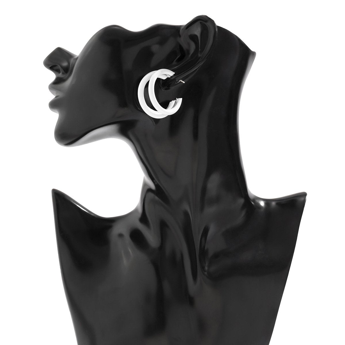 Jewelry Fashion Metal Round Tube Irregular Earrings Simple Temperament Spray Paint Color C Shape Earrings