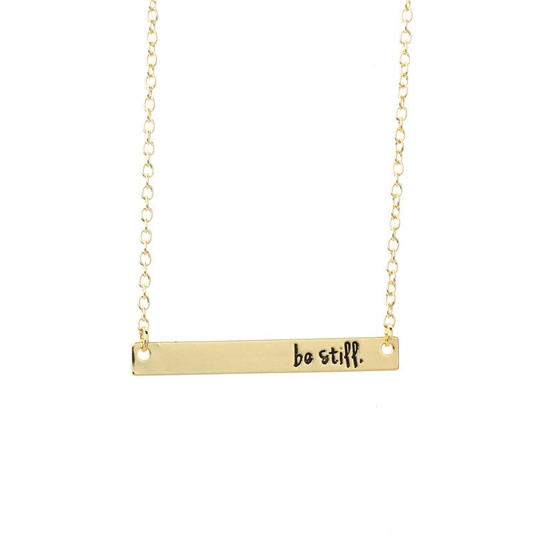 Creative letter lettering "bestill" horizontal bar pendant necklace supply