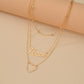 Fashionable English letter Peace peach heart pendant necklace multi-layer chain collarbone necklace accessories
