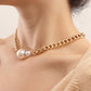 Ins jewelry imitation baroque pearl exaggerated pendant necklace retro street thick chain necklace