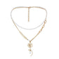 Fashion ins double-layer wheat ear flower pendant personality simple pearl necklace niche design sense female