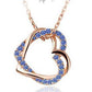 Necklace creative hollow full diamond double heart winding pendant fashion love bone chain