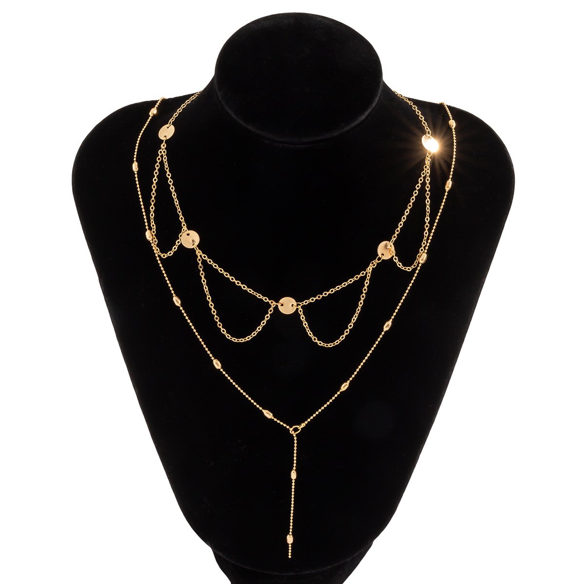 Jewelry Hip Hop Niche Tassel Chain Clavicle Necklace Simple Versatile Metal Sequin Necklace Female