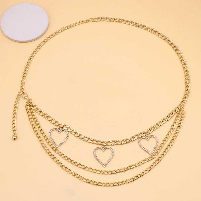 Fashion Jewelry Bikini Creative Diamond Heart Pendant Body Chain Personality Geometric Waist Chain