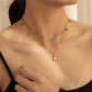 ins stainless steel colorful bead necklace double collarbone chain simple fashion butterfly pendant jewelry