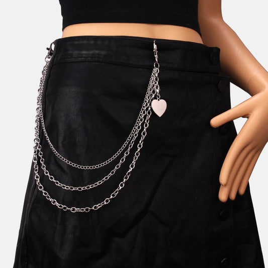 Jewelry personality lobster buckle peach heart pendant pants chain belt female punk multi-layer chain body chain