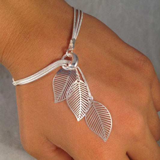 Jewelry Gold Wire Mesh Alloy Bracelet Hollow Leaf Bracelet