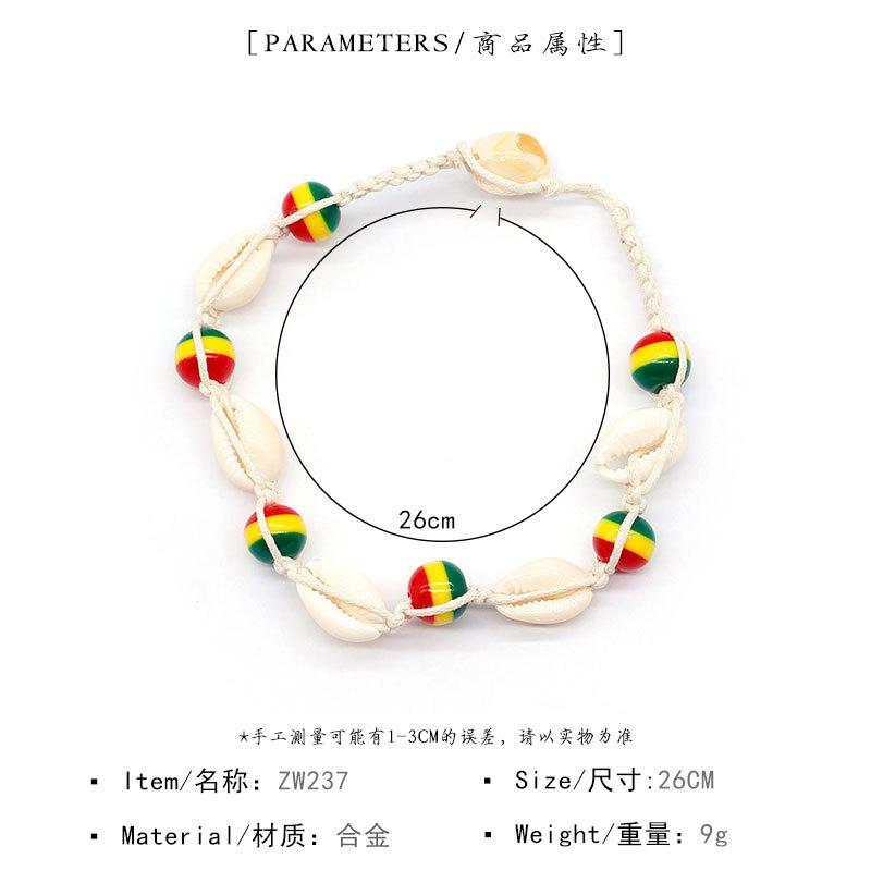 Accessories hand-woven rope colorful beads shell pendant popular beach anklet for women