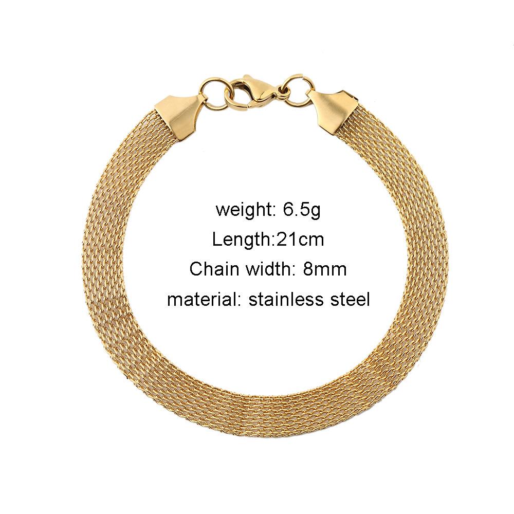 Popular Stainless Steel Vacuum Gold Plated Men's Bracelet Fashion Simple Mesh Trendy Bracelet