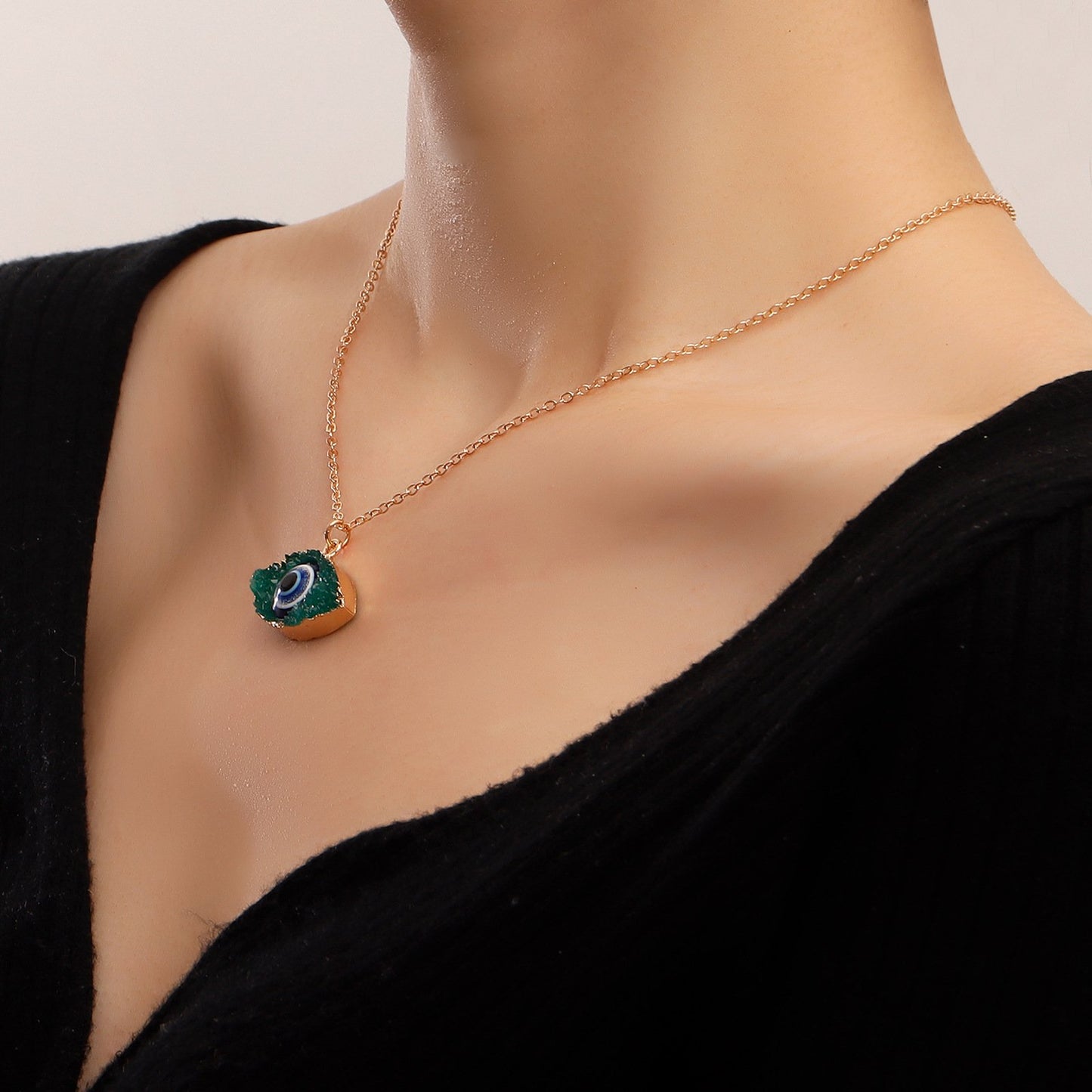 Accessories trend hip-hop devil's eye necklace ins metal niche design simple necklace female