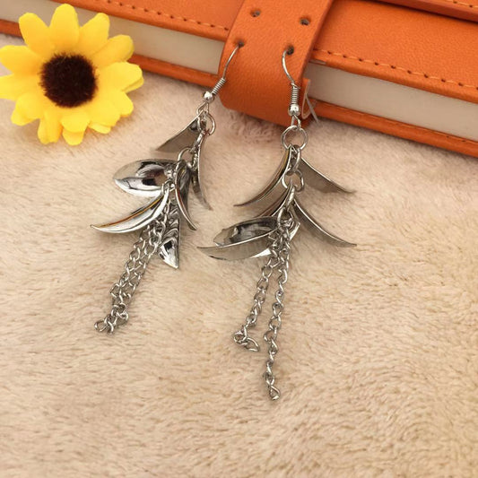 Fashion Metal Sequin Petal Earrings Chain Tassel Multi-layered Earrings Women Ornament Christmas