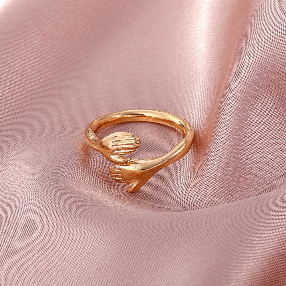 Simple love hug ring fashion personality alloy opening couple ring ins net red creative jewelry