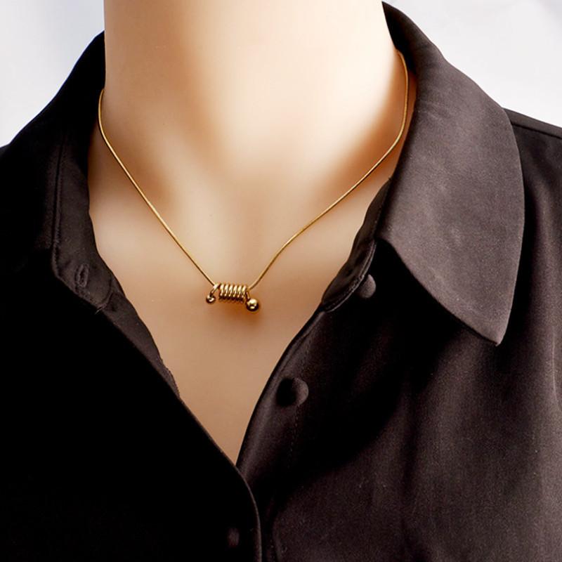 Simple and cold design geometric spring necklace female fashion personality titanium steel necklace female