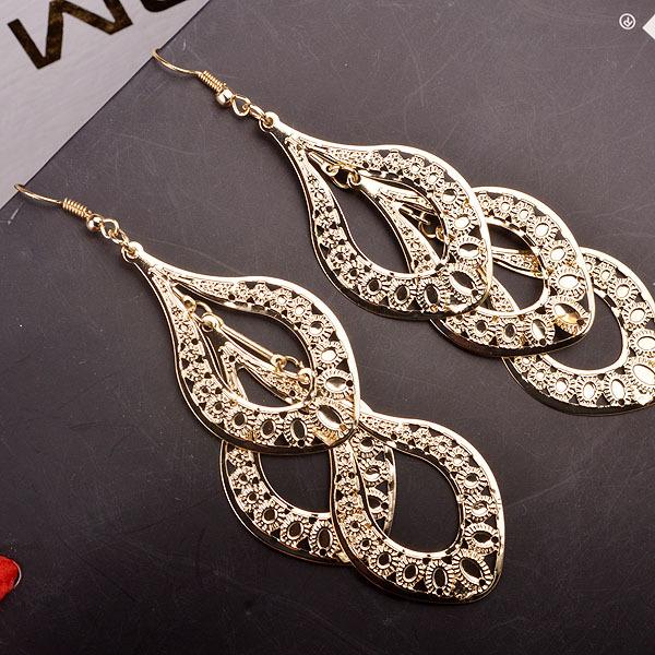 Indian Baroque multi-level women's hollow out long earrings ethnic all-match earrings