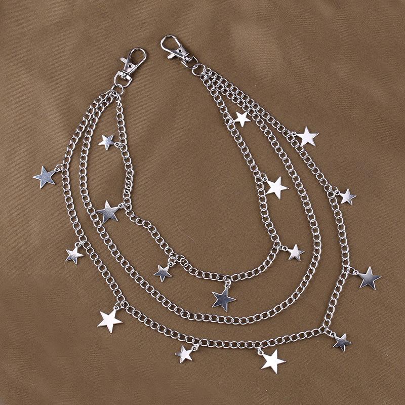 Jewelry fashion pop punk star multi-layer pendant waist chain ins hip-hop necklace