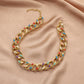 Fashion simple short rainbow aluminum chain sideways chain ins personality creative collarbone single chain necklace female