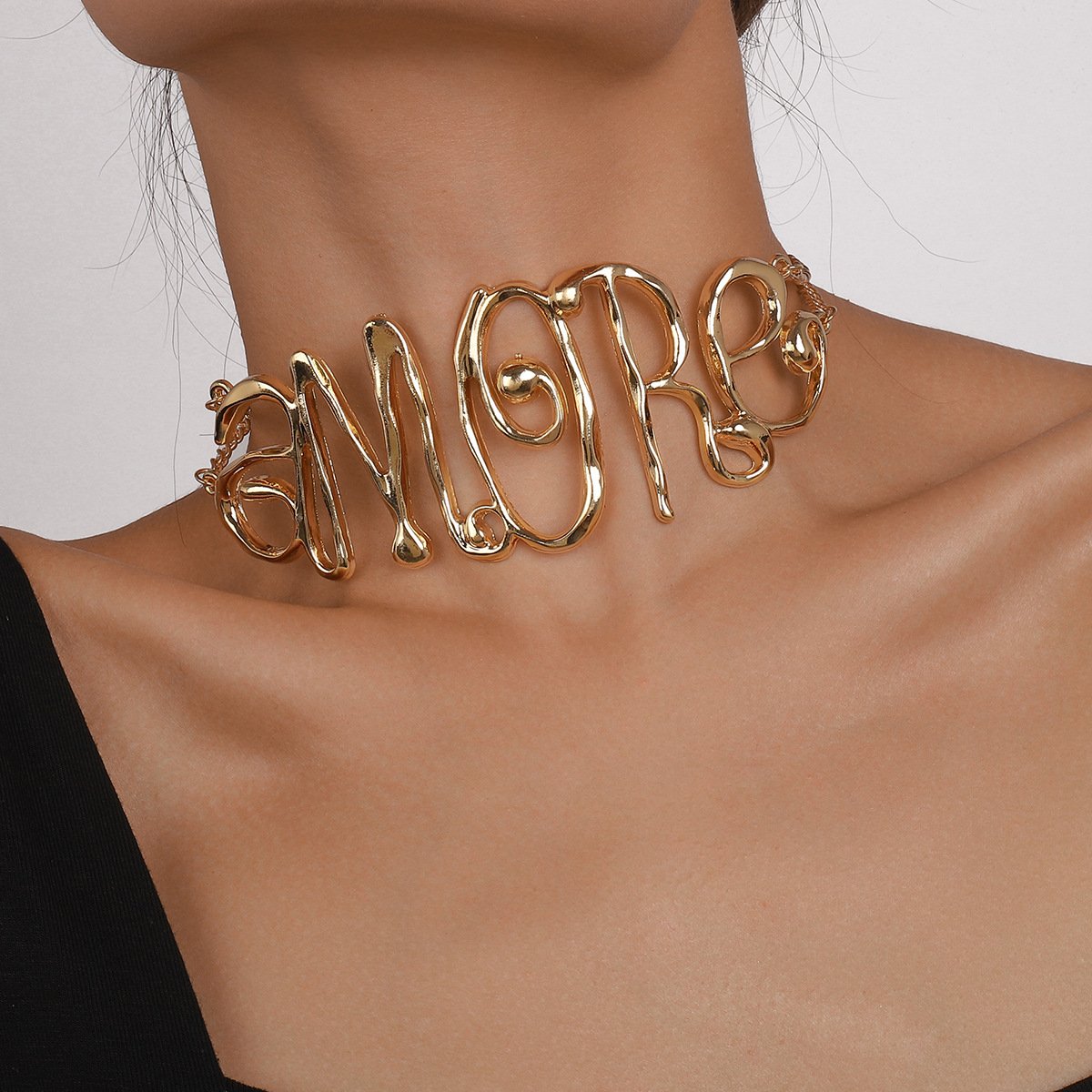 N1811 Jewelry ZA Exaggerated Letter Cool Necklace Retro Trendy Temperament Hip-Hop Necklace