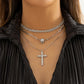 Jewelry Hip Hop Trendy Diamond Cross Necklace Set Fashion Metal Chain Clavicle Necklace