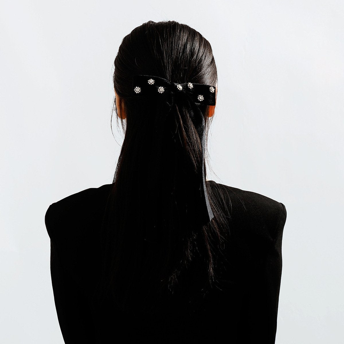 F5272 Autumn and Winter Temperament Flannel Personality Rhinestone Spring Clip Bowknot Light Luxury Retro Rhinestone Lengthening Hair Clip