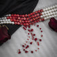 Jewelry Personality Round Beads Multilayer Necklace Women's Retro Gothic Drip Blood Tassel Imitation Pearl Necklace