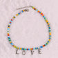 Small Fresh Alphabet Necklace Female Bohemian Handmade Colorful Rice Beads Clavicle Chain